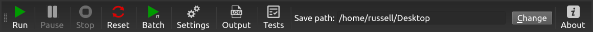 The main toolbar of TREvoSim when a simulation is not running