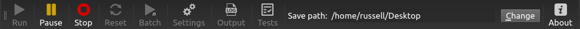The main toolbar of TREvoSim when a simulation is running